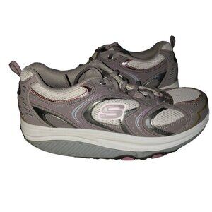 Skechers Shape-Ups Sneakers Gray Pink Womens Shoes‎ Size 9.5 Pre-Owned